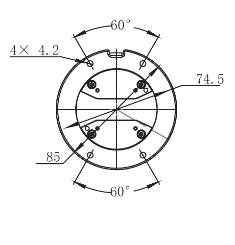 Atlas A7 shoulder mount, with the brochure's dimensions, angles and tolerances